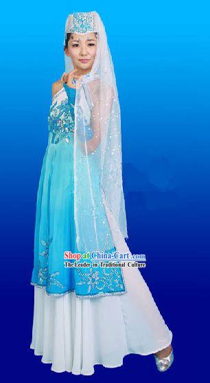 China Hui Ethnic Clothing and Hat Complete Set for Women