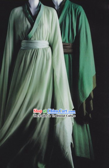 Traditional Ancient Chinese Green Hanfu Clothing for Men and Women