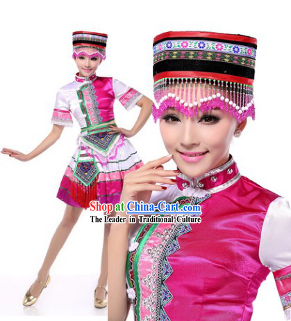 Professional Chinese Classic Miao Clothing and Headwear Complete Set for Women