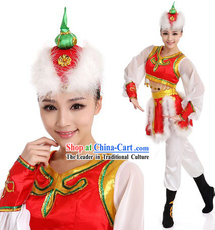 Mongolian Dance Costumes and Hat for Women