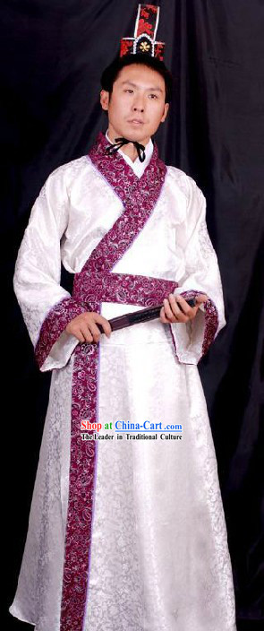 Ancient Chinese Han Dynasty Clothing and Hat for Men