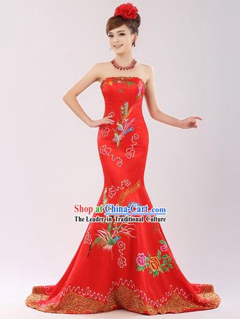 Traditional Chinese Phoenix Wedding Dress for Brides