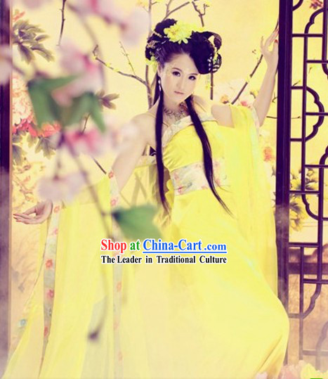 Yellow Ancient Chinese Dance Costumes