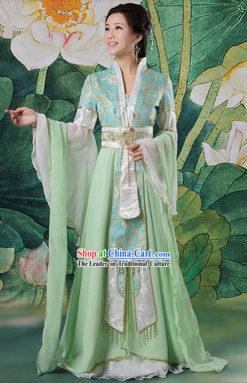 Chinese Classical Light Green SD Costumes Complete Set for Women