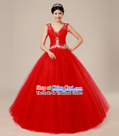 Traditional Chinese Classical Red Wedding Veil for Women