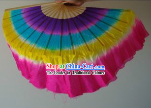 Rainbow Color Chinese Silk Dance Fan