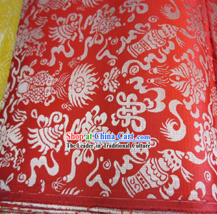 Orange Traditional Chinese Tibetan Auspicious Treasures Robe Clothes Table Cloth Curtains Fabric