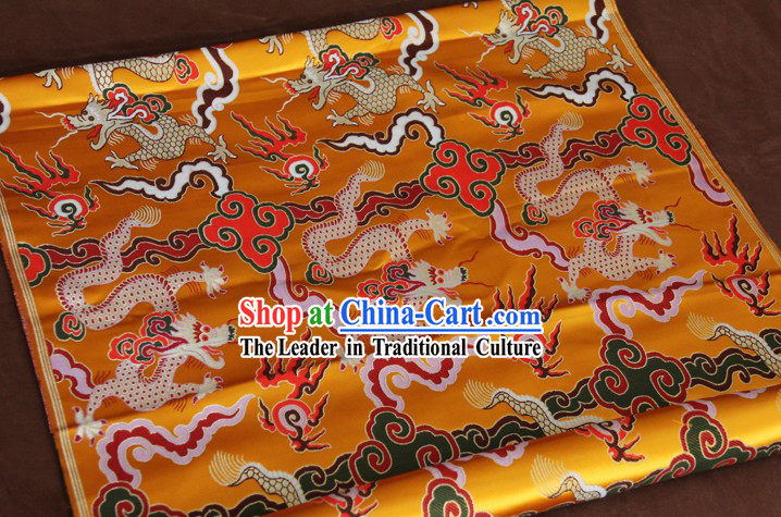 Yellow Traditional Chinese Dragon Pattern Tibetan Robe Cloth Fabric