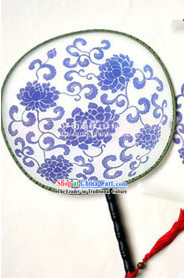 Chinese Classical Blue and White Porcelain Performance Fan