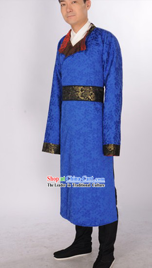 Blue Ancient Chinese Tang Dynasty Clothing Suit for Men