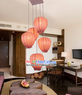 Handmade Chinese Pomegranate Shape Fabric Hanging Lanterns Group