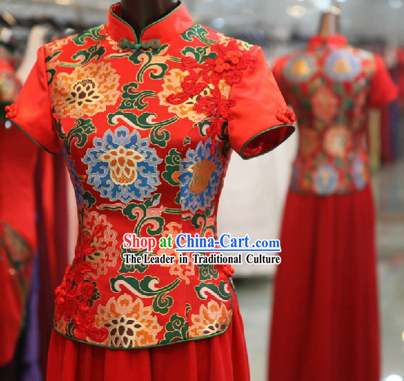 Xiao Feng Xian Traditional Classic Chinese Red Wedding Suit