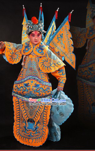 Traditional Chinese Opera General Hero Costumes and Hat