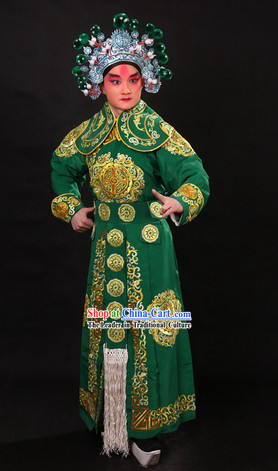 Traditional Chinese Wusheng Character Costume and Helmet for Men