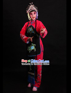 Traditional Chinese Red Stage Performance Waitress Costumes for Women