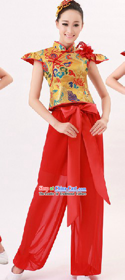 Red Traditional Chinese Drum Player Costume for Women