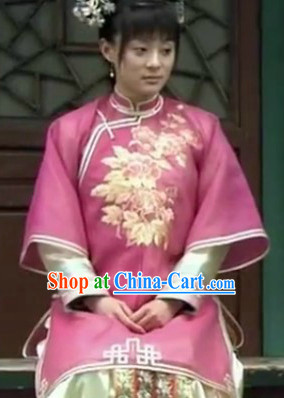 Chinese Qing Dynasty Imperial Empress Dresses and Headwear Complete Set