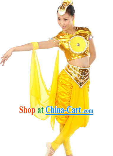 Dunhuang Drum Dance Costumes and Headwear Full Set