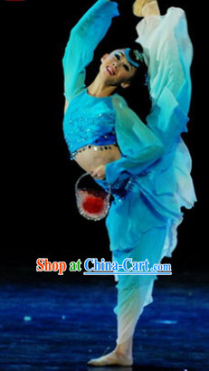 Chinese Classical Competition Dance Costumes and Headwear Complete Set for Women