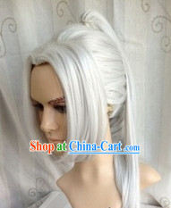 Ancient Chinese Hero White Long Wig for Men