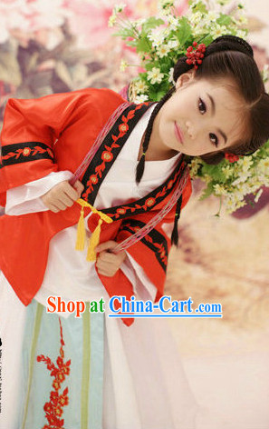 Ancient Chinese Classical Fan Dancing Costume for Kids
