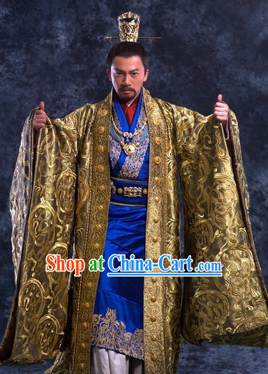 Imperial Palace Emperor Traditional Costumes and Crown Complete Set for Men