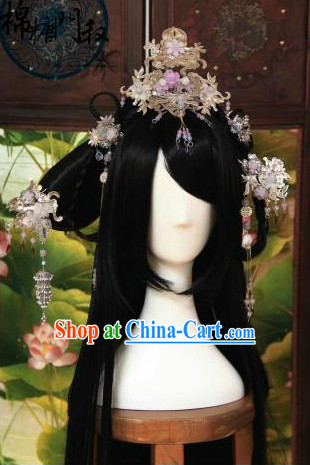 Ancient Chinese Imperial Palace Long Wig and Hair Accessories