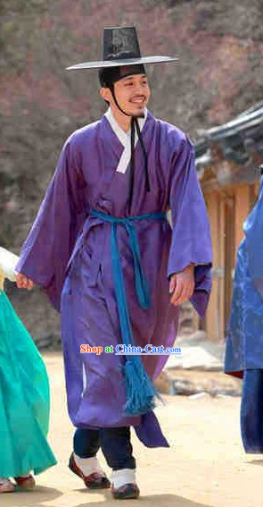 Ancient Korean Seonbi Costumes and Hat for Men