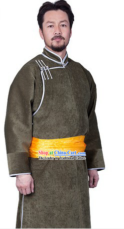 Traditional Chinese Mongolian Winter Long Thick Robe for Men