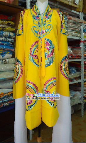 Traditional Chinese Beijing Opera Embroidered Phoenix Yellow Empress Robe
