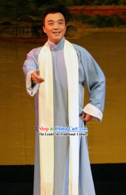 Traditional Chinese Hai Tang Long Robe and Scarf for Men