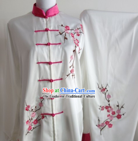 Plum Blossom Embroidery Long Sleeves Wushu Uniform Complete Set