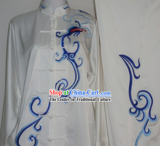 Top Chinese Traditional Blue Dragon Silk Kung Fu Supplies for Adults