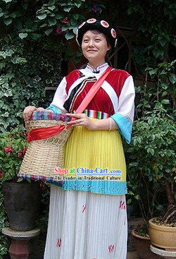 Chinese Naxi Ethnic Minority Clothes and Hat for Women