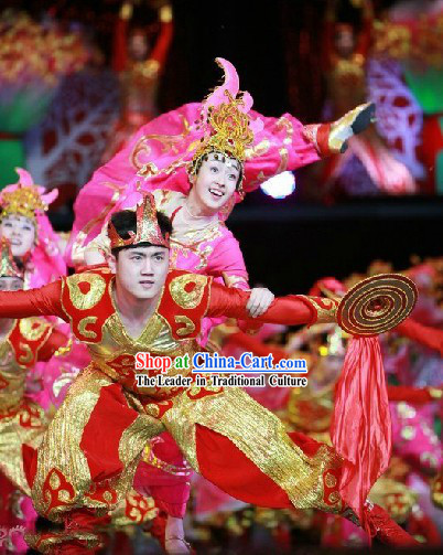 Chinese Spring Festival Gala 2014 Opening Dance Gong Dancer Costumes and Headwear Complete Set