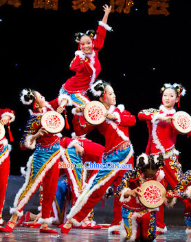 Stage Performance Hands Drum Dancing Costumes for Women or Kids