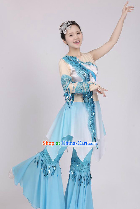 Chinese Fan Dancing Costume Complete Set