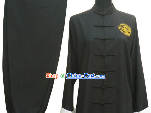 Top Long Sleeves Black Martial Arts Tai Chi Teacher Suit