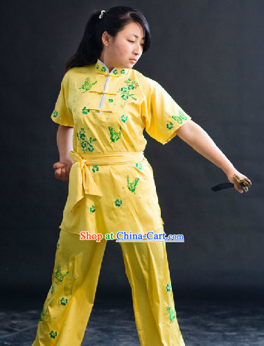 Top Silk Butterfly and Flower Kung Fu Uniform