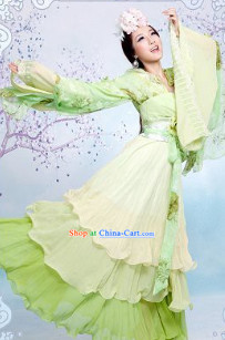 Ancient Chinese Green Princess Clothes and Hair Accessories Complete Set