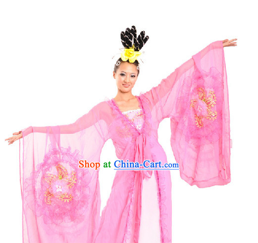 Classical Dance Team Wide Sleeves Costumes and Headdress