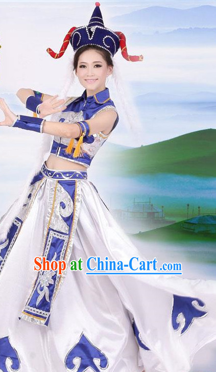 Chinese Mongolian Clothing and Hat for Women