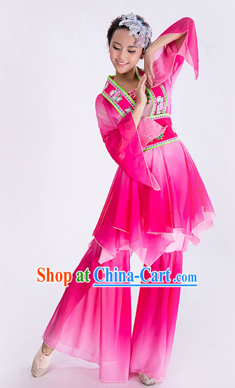 Chinese Classical Dance Costume and Hair Accessories Complete Set