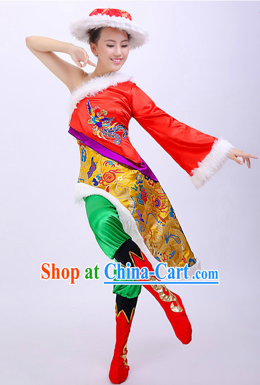 Chinese Mongolian Dress and Hat for Women