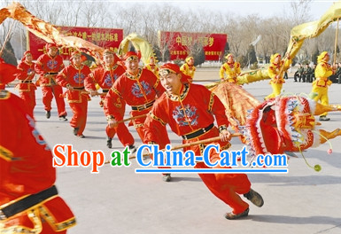 Traditional Red Dragon Dancer Uniform