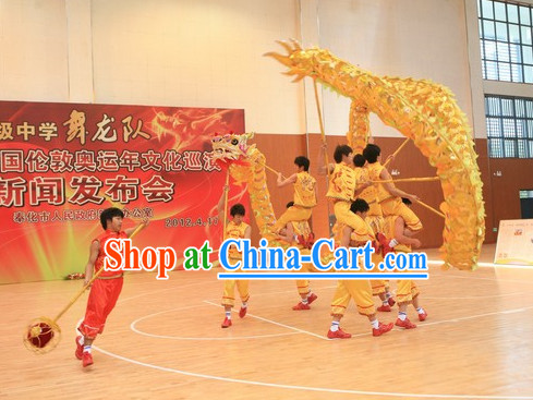 Lightweight Shinning Gold Handmade Dragon Dance Equipment Complete Set for Middle School Teenagers