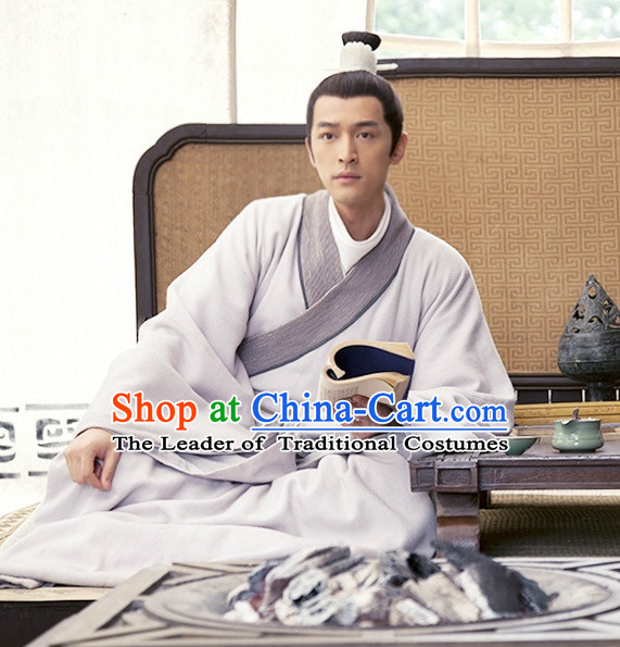 China Ancient Scholar Clothing and Headband Complete Set for Men