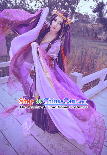 Ancient Chinese Fairy Costumes and Headwear Complete Set for Women