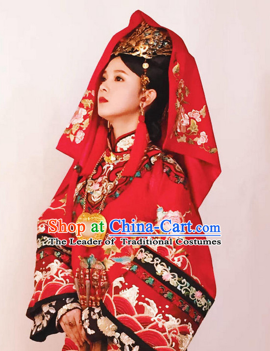 Chinese Ancient Red Wedding Garment for Brides