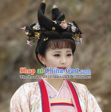 Chinese Ancient Princess Black Wigs and Hair Jewelry Set